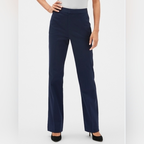 GAP High Rise Curvy Slim Bootcut Pants Drapey Cotton Navy Blue 18 TALL RT$90